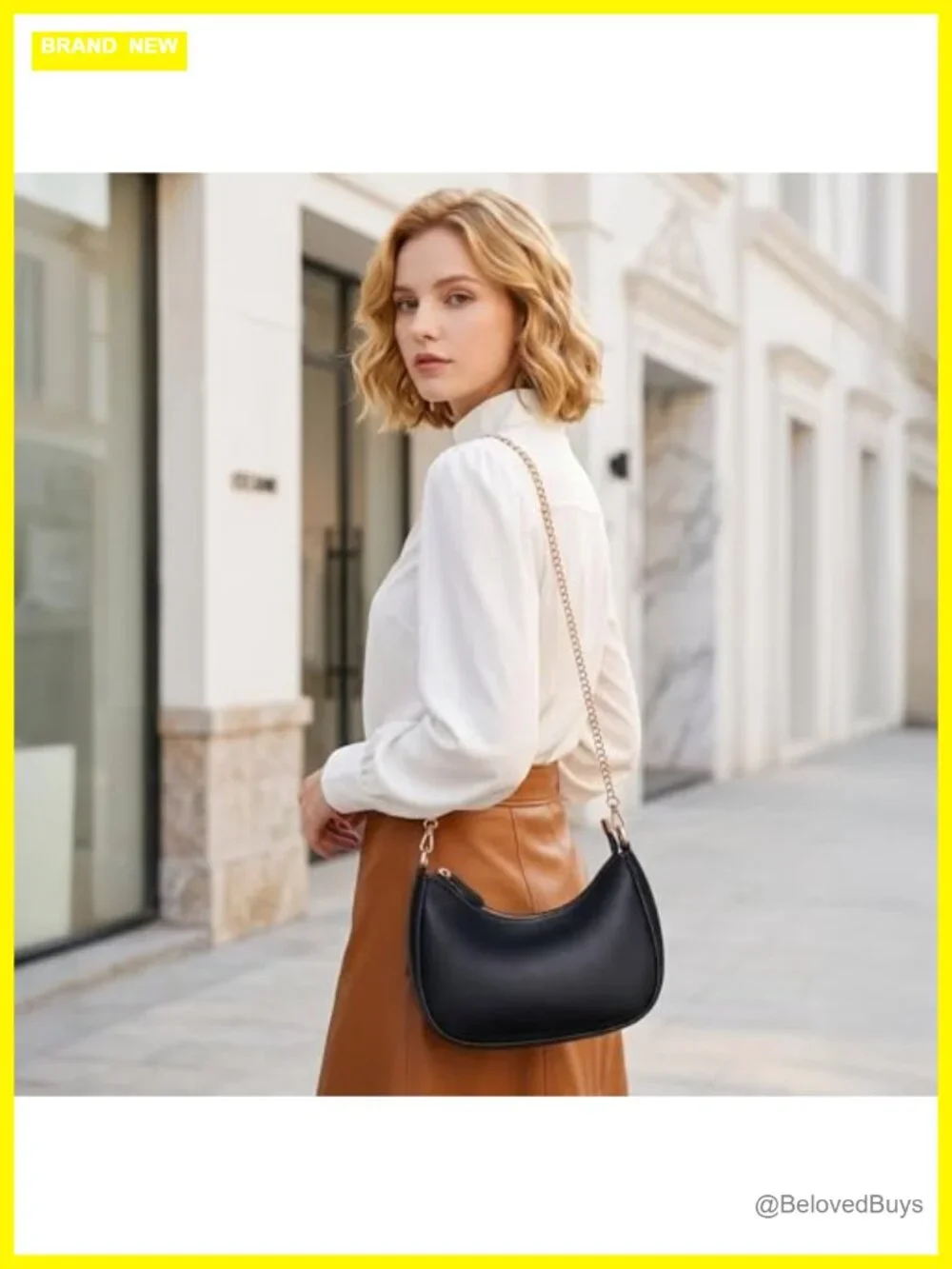 Cute Hobo Purse Women Shoulder Bag PU Leather Gold Chain 3 Card Slots